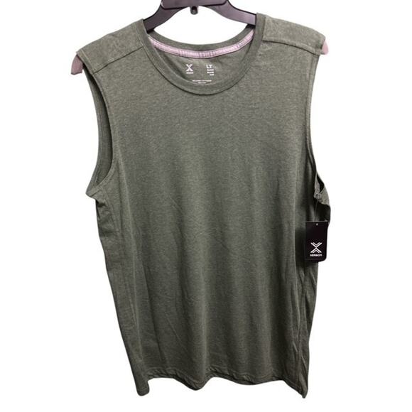 Xersion Men's LT Xtreme Muscle Tank Large Tall Army Thyme Green Shirt Quick Dry - Picture 1 of 5